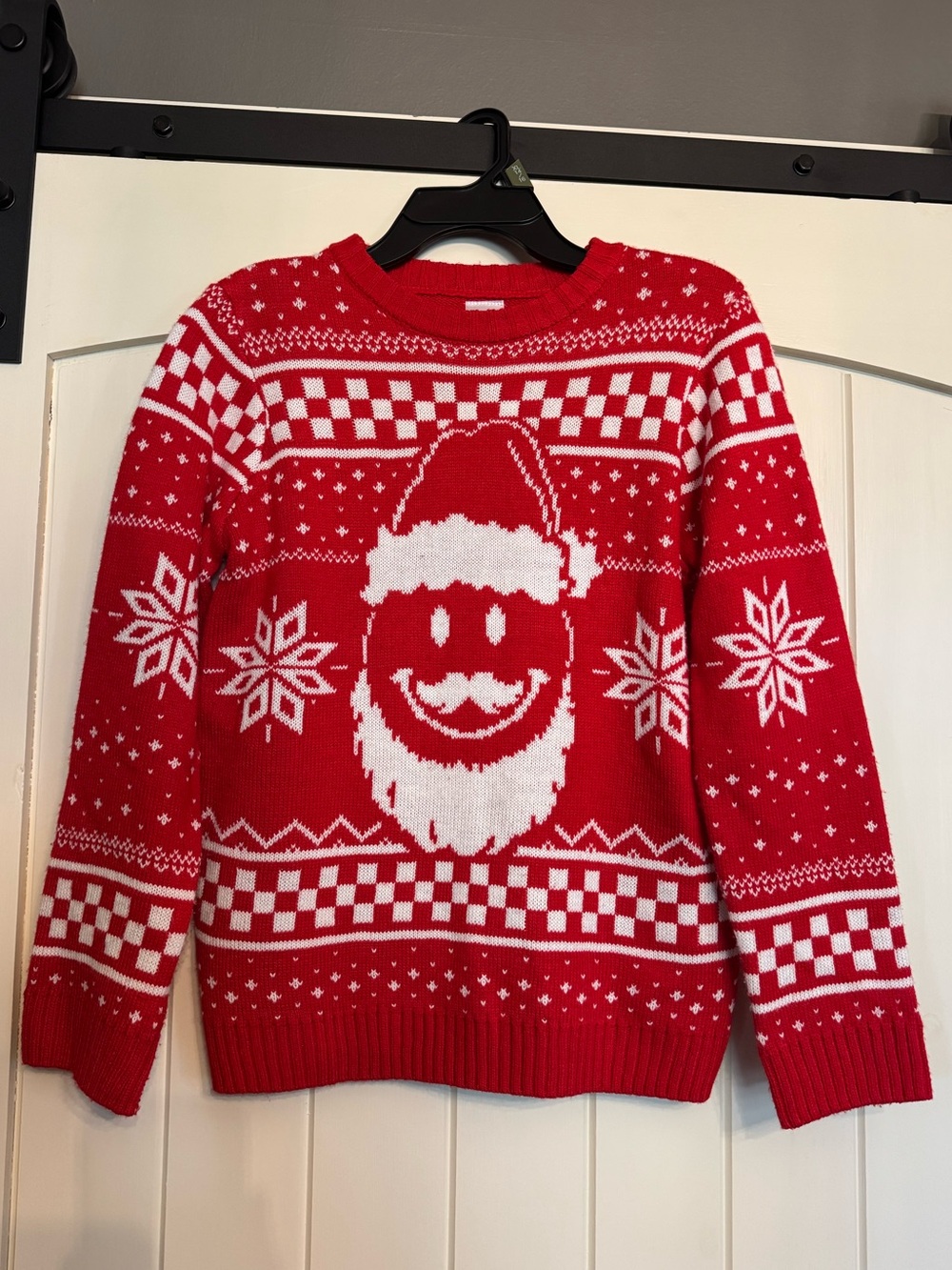 Holiday Time Red and White Santa Crewneck Sweater - Boys